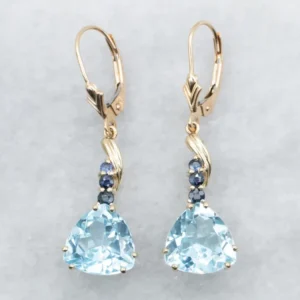 Zeeblauw Topaz and Sapphire Drop Earrings - DIN Norm