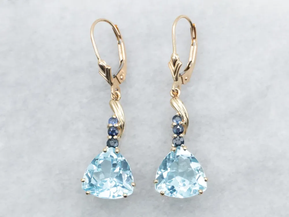 Zeeblauw Topaz and Sapphire Drop Earrings - DIN Norm