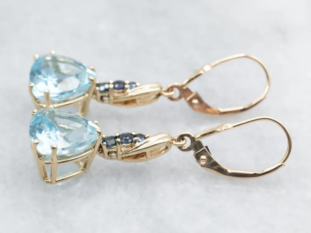 Zeeblauw Topaz and Sapphire Drop Earrings - DIN Norm