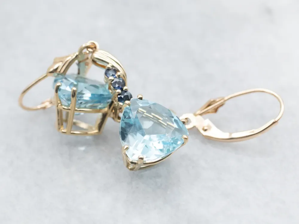 Zeeblauw Topaz and Sapphire Drop Earrings - DIN Norm