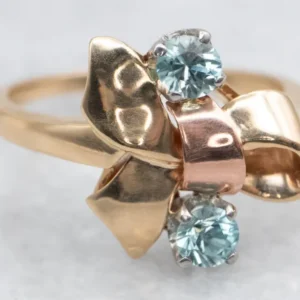 Zeeblauw Zircon Ribbon Ring