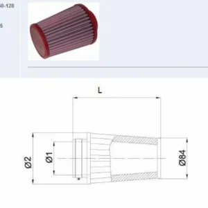 Filtro de aire BMC veelzijdig cónico Ø60mm x 128mm inclusief Certificaat