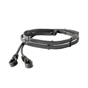 Florina Soft Leather Reins Round Stitched, 5 Stops, 16 mm Black PII