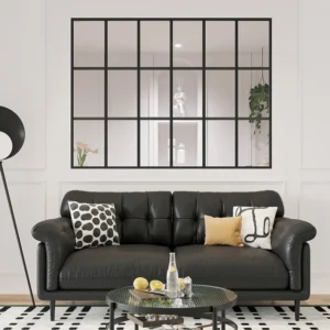 Glazen binnenraam orangeriestijl van aluminium – 180 x 130 cm – Zwart – ORANSA