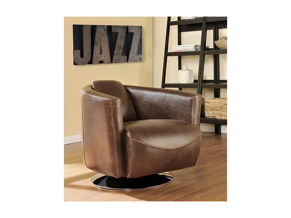Spindelkoeler Clubfauteuil van leer met lived- uiterlijk FLORENTIN.