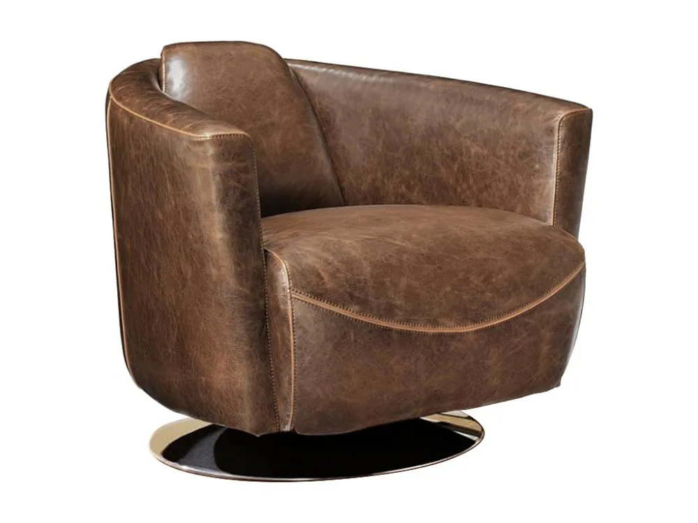 Spindelkoeler Clubfauteuil van leer met lived- uiterlijk FLORENTIN.