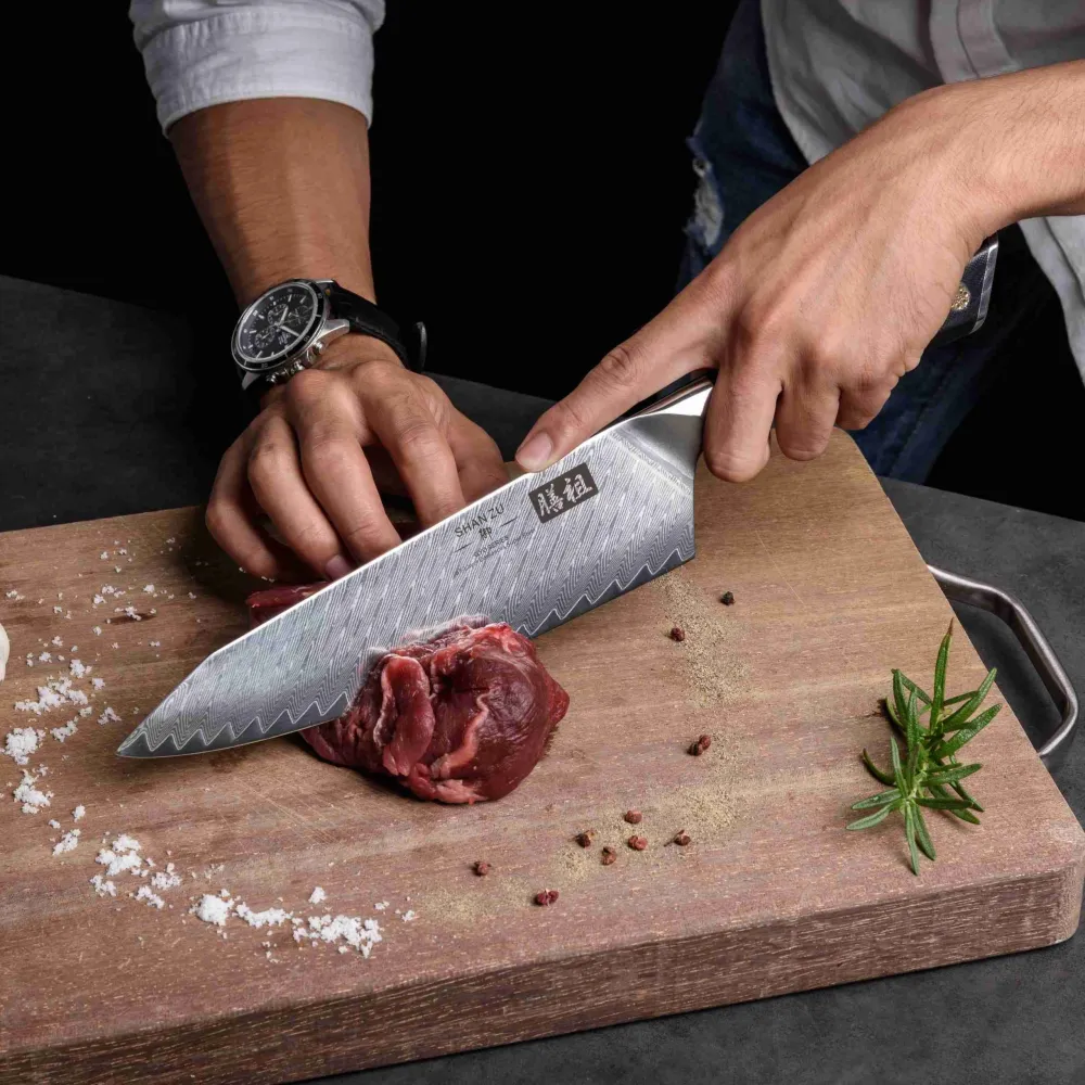 SHAN ZU GYO | Damascus Chef Knife 8" + Magnetic Knife Holder