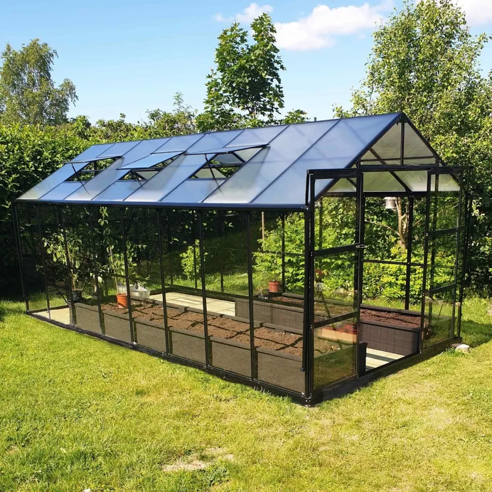Metalcraft Greenhouse, 12,7 m², 4mm safety glass, ebbenhout