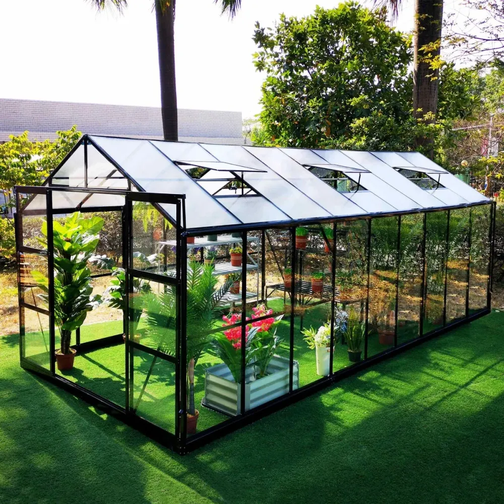Metalcraft Greenhouse, 14,4 m², 4mm safety glaswerk, black Roestvrij Staal Gaas
