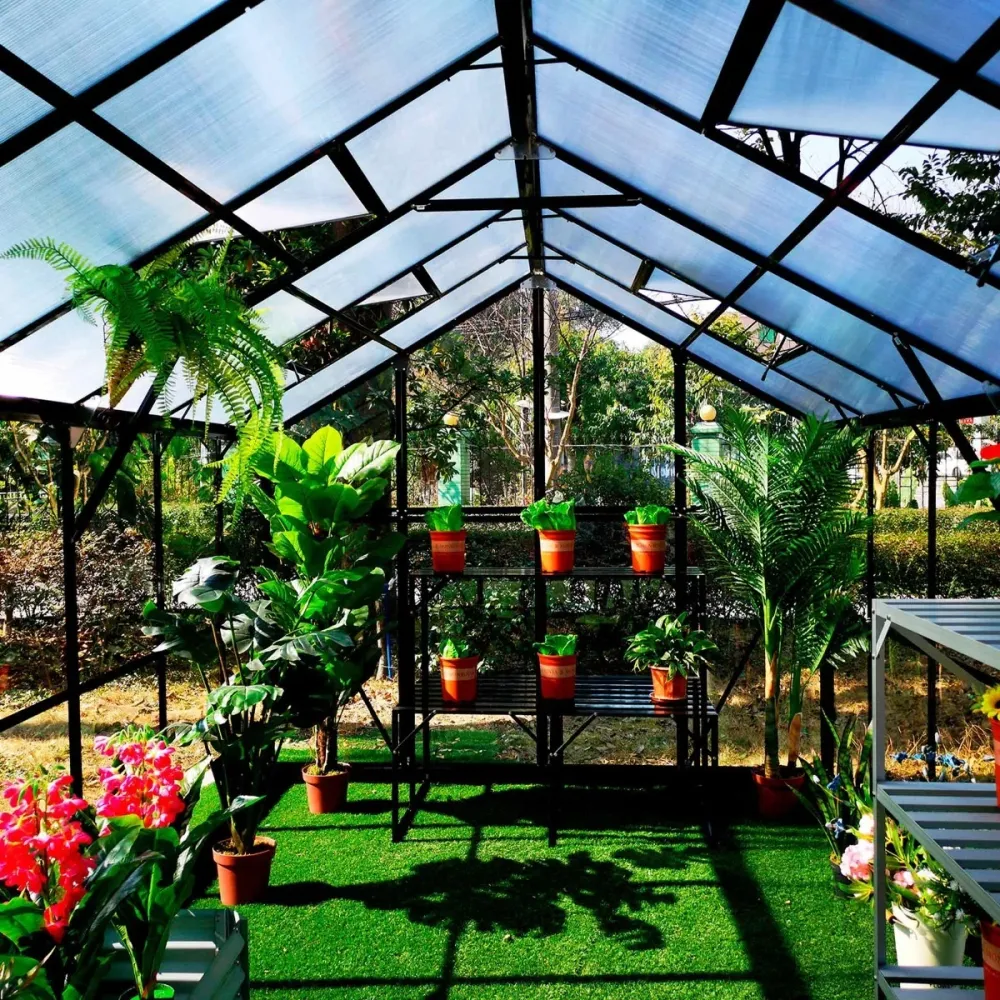 Metalcraft Greenhouse, 14,4 m², 4mm safety glaswerk, black Roestvrij Staal Gaas