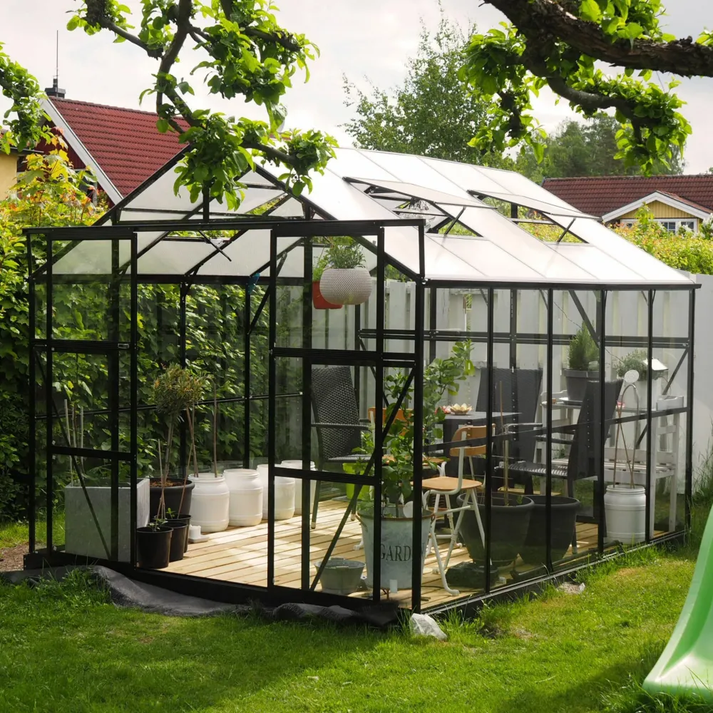 Metalcraft Greenhouse, 6,4m², 4mm safety glaswerk, black