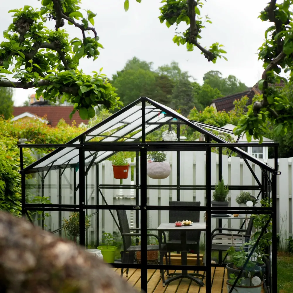 Metalcraft Greenhouse, 6,4m², 4mm safety glaswerk, black