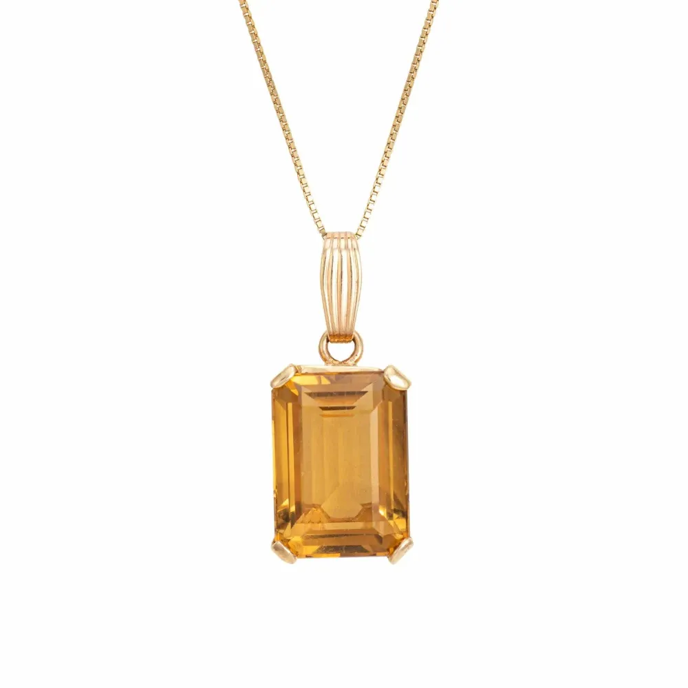 15k Yellow Gouden Citrine Pendant Necklace