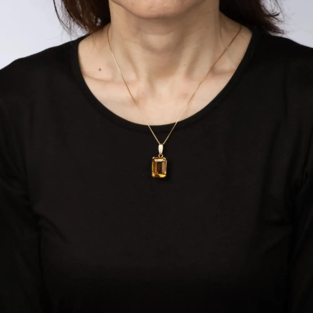 15k Yellow Gouden Citrine Pendant Necklace