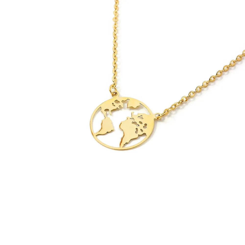 9ct Yellow Gold World Necklace 40 cm