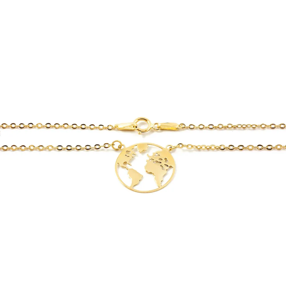 9ct Yellow Gold World Necklace 40 cm