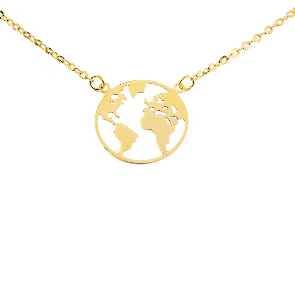 9ct Yellow Gold World Necklace 40 cm