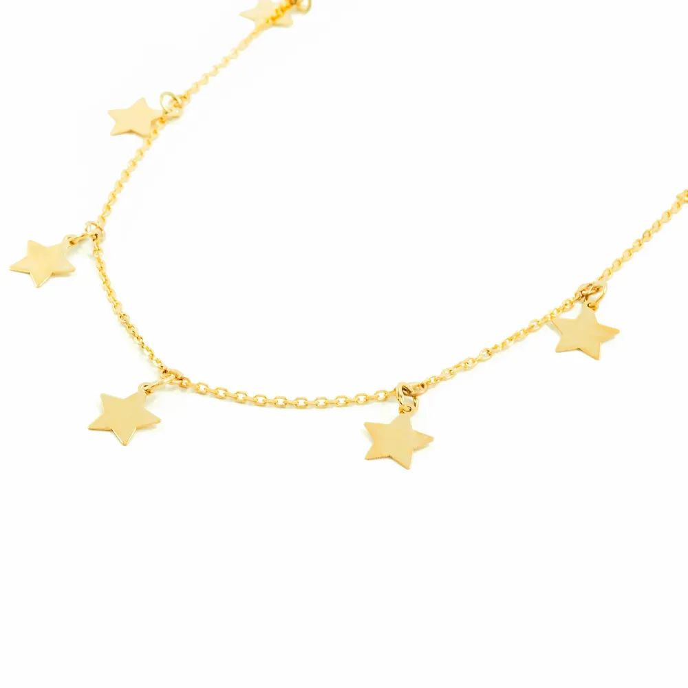 9ct Yellow Goud Stars Necklace 40 cm