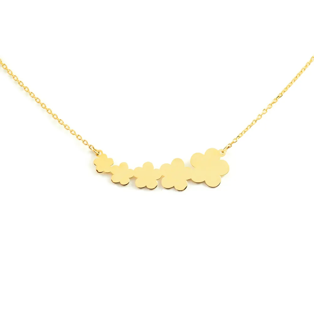 9ct Yellow Gouden Flowers Necklace 43 cm gegalvaniseerd staal