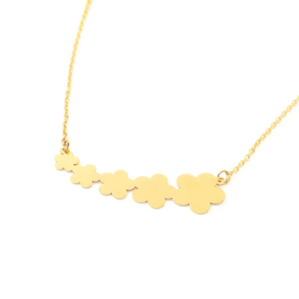 9ct Yellow Gouden Flowers Necklace 43 cm gegalvaniseerd staal