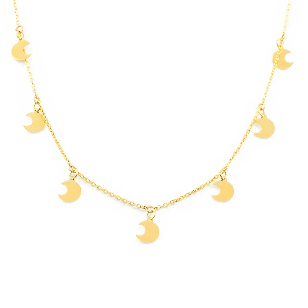9ct Yellow Gouden Moons Necklace 40 cm