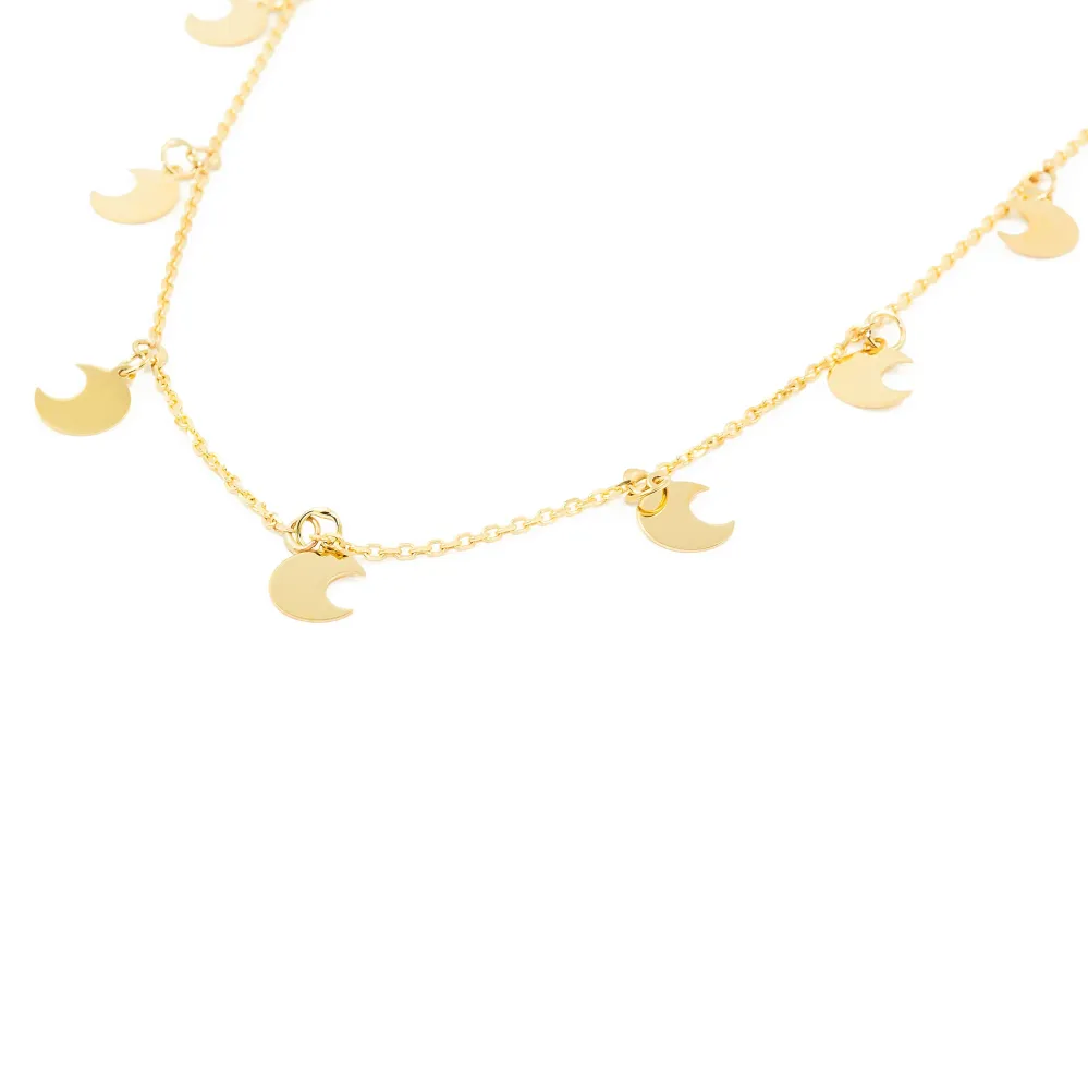 9ct Yellow Gouden Moons Necklace 40 cm