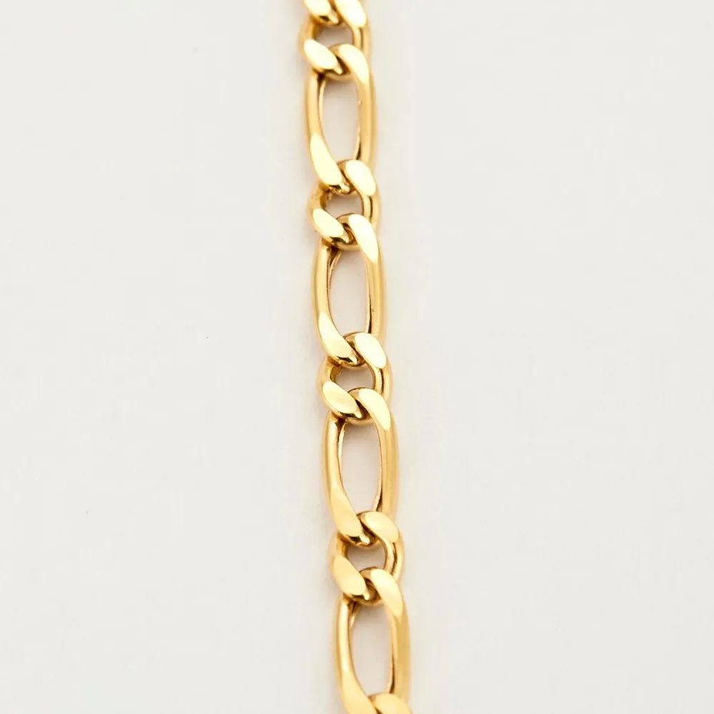 Alternating 1+1 necklace goudgeel gold met 90° hoek