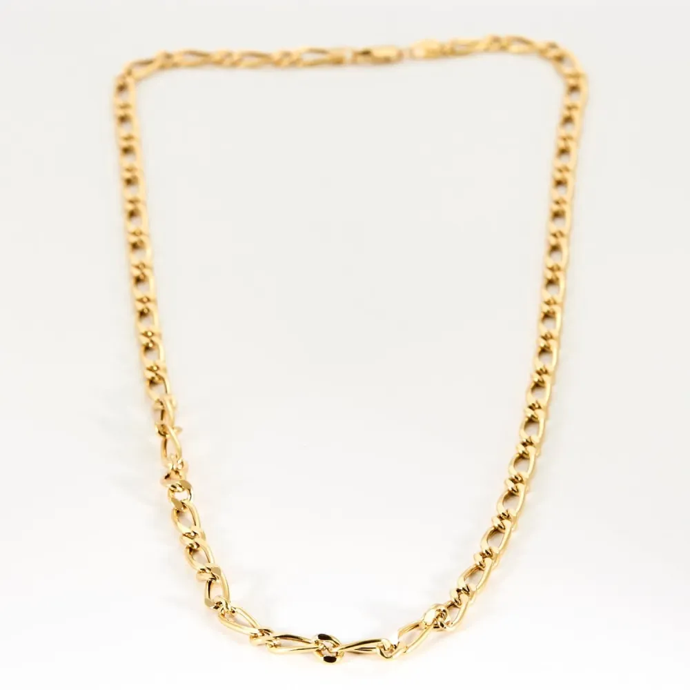Alternating 1+1 necklace goudgeel gold met 90° hoek