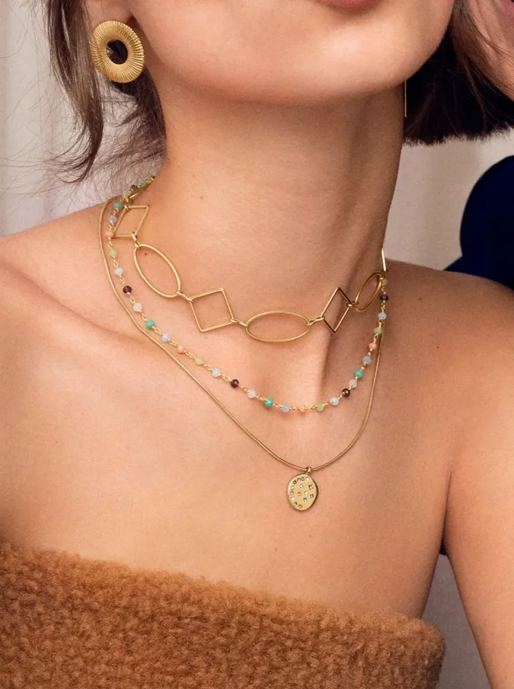 L-profiel connector Bling Rainbow Stainless Staalsoort Gold Necklace