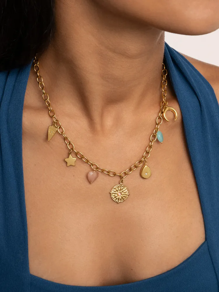 Multicharms Solei Sterling Zilver Gold Necklace
