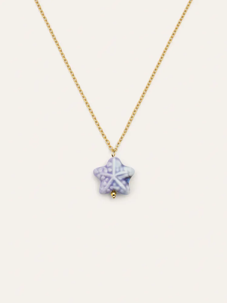 Starfish Blue Stainless Staal Gold Necklace