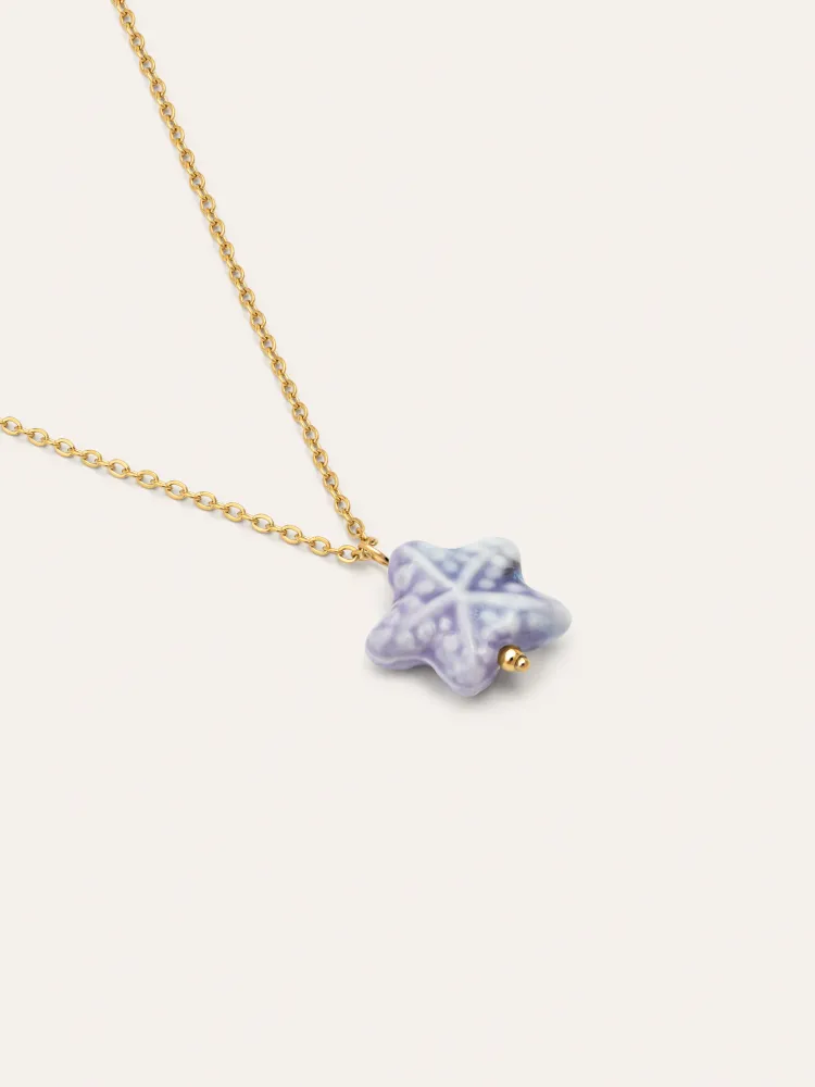 Starfish Blue Stainless Staal Gold Necklace