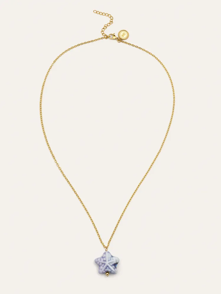 Starfish Blue Stainless Staal Gold Necklace
