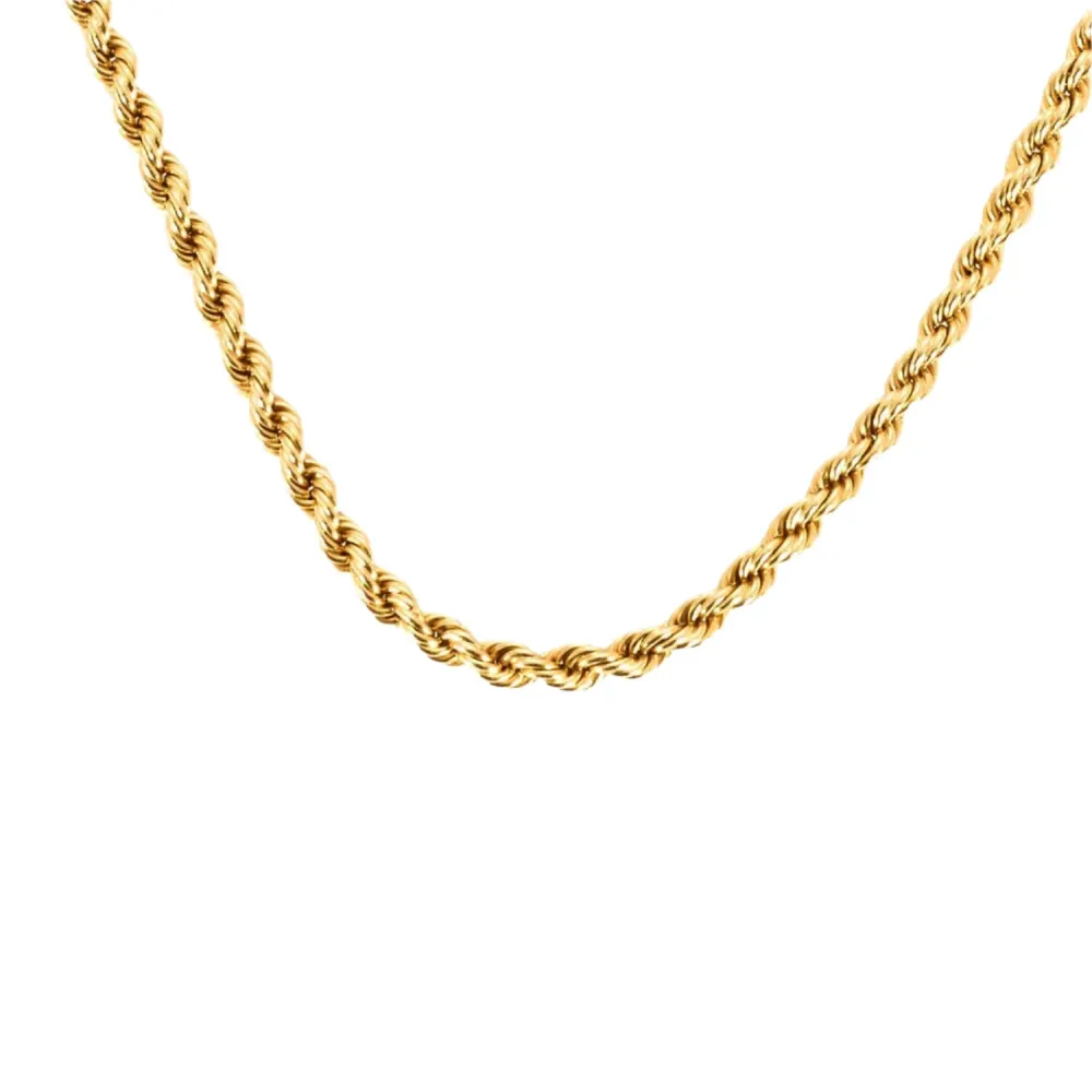 Yellow gold cord netstof necklace zwarte poedercoating