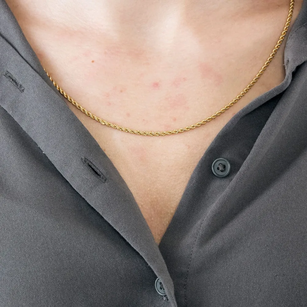 Yellow gold cord netstof necklace zwarte poedercoating