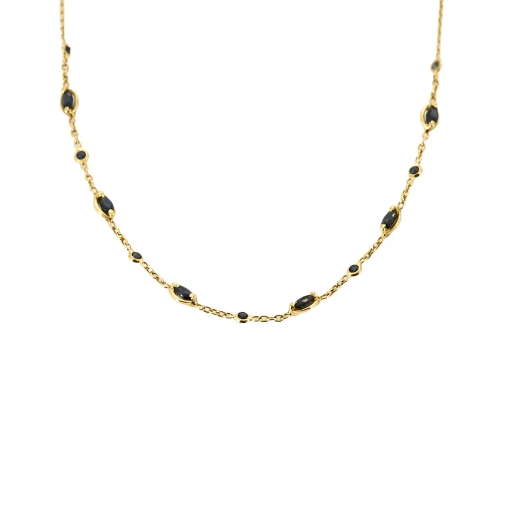 Yellow gold and sapphire necklace