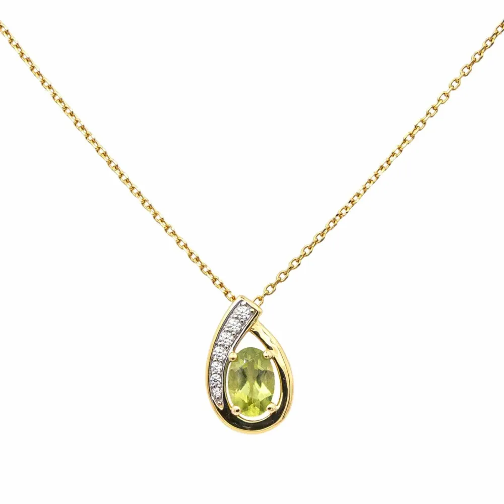Yellow Verguld Peridot and Diamond Necklace