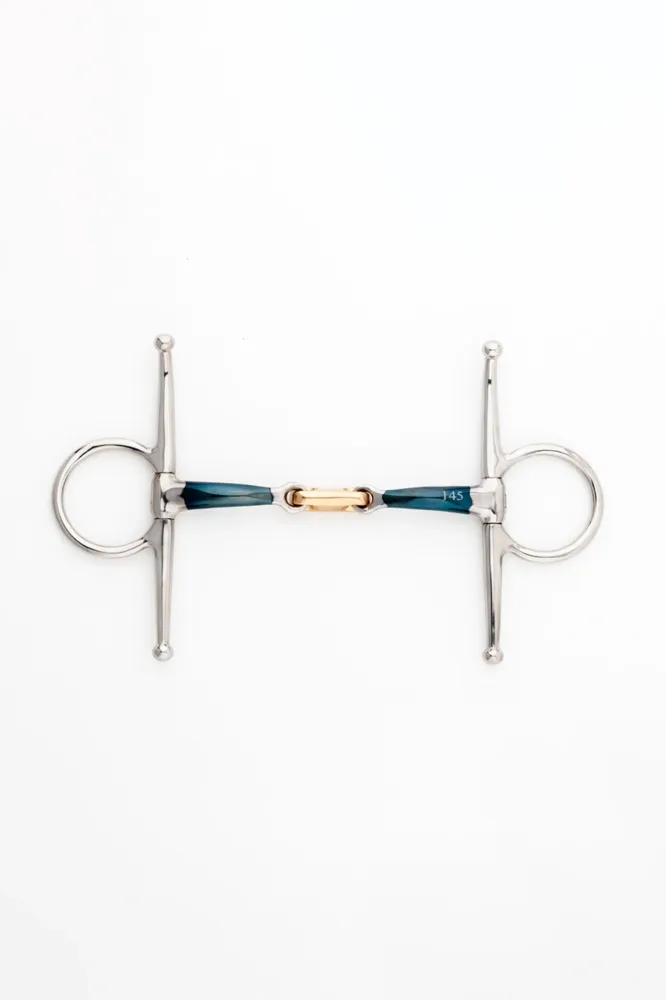 Ergonomic Full Cheek Bit Tweemaal Jointed, 14 mm Blue/Brown 125 mm set van 10