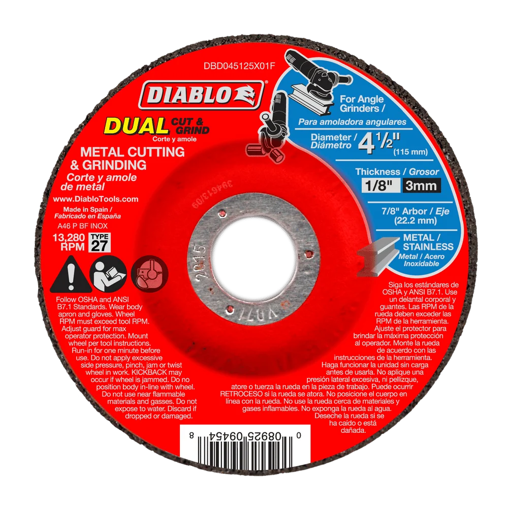 4-1/2 . Metaal Dual Cut & Grind Disc - Type 27