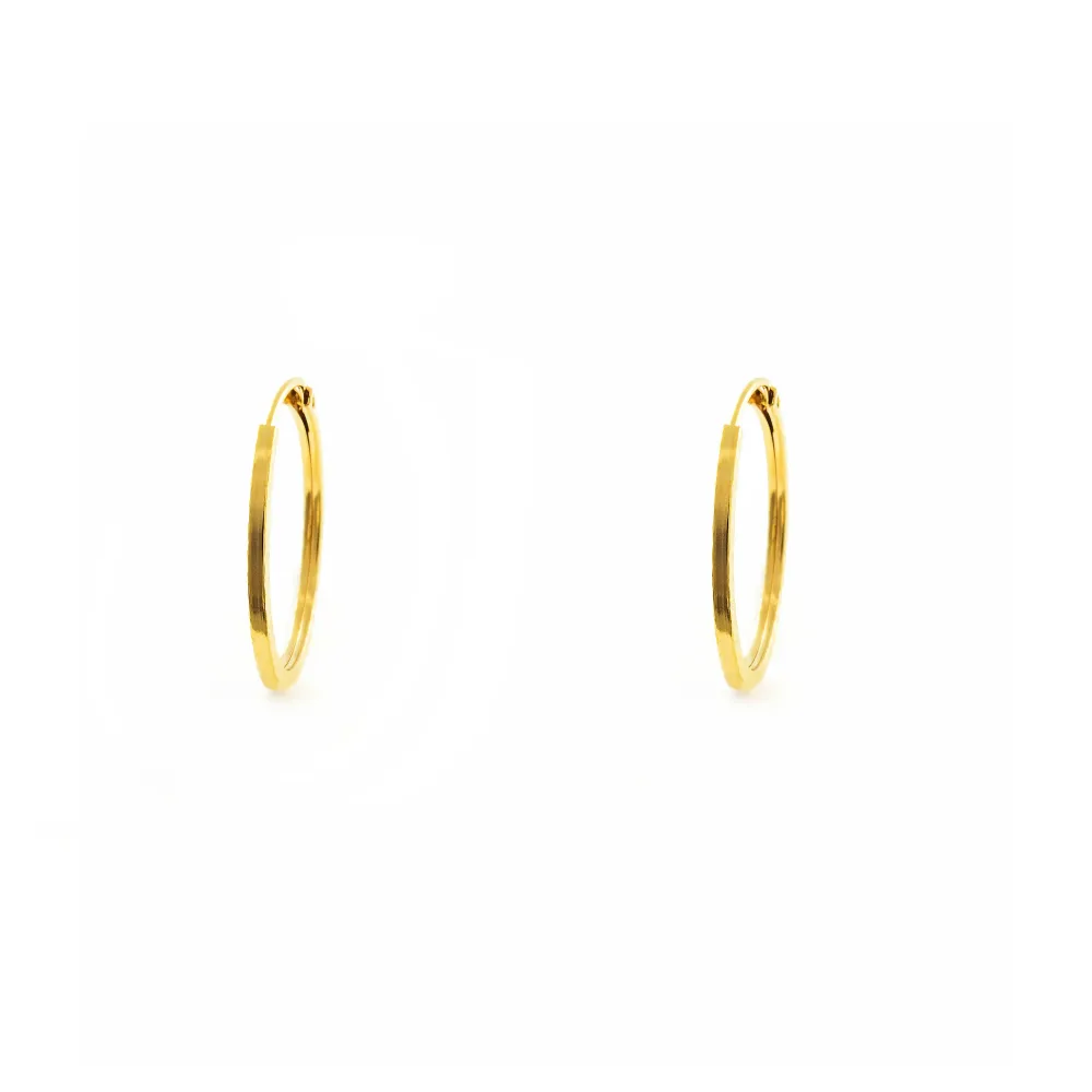 9ct Yellow Gold Square Carved Hoop Earrings 12 x 1 mm