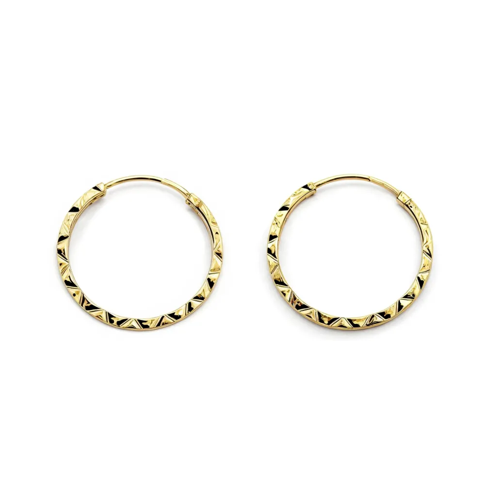 9ct Yellow Gold Square Hoops gesneden Earrings 10x1 mm