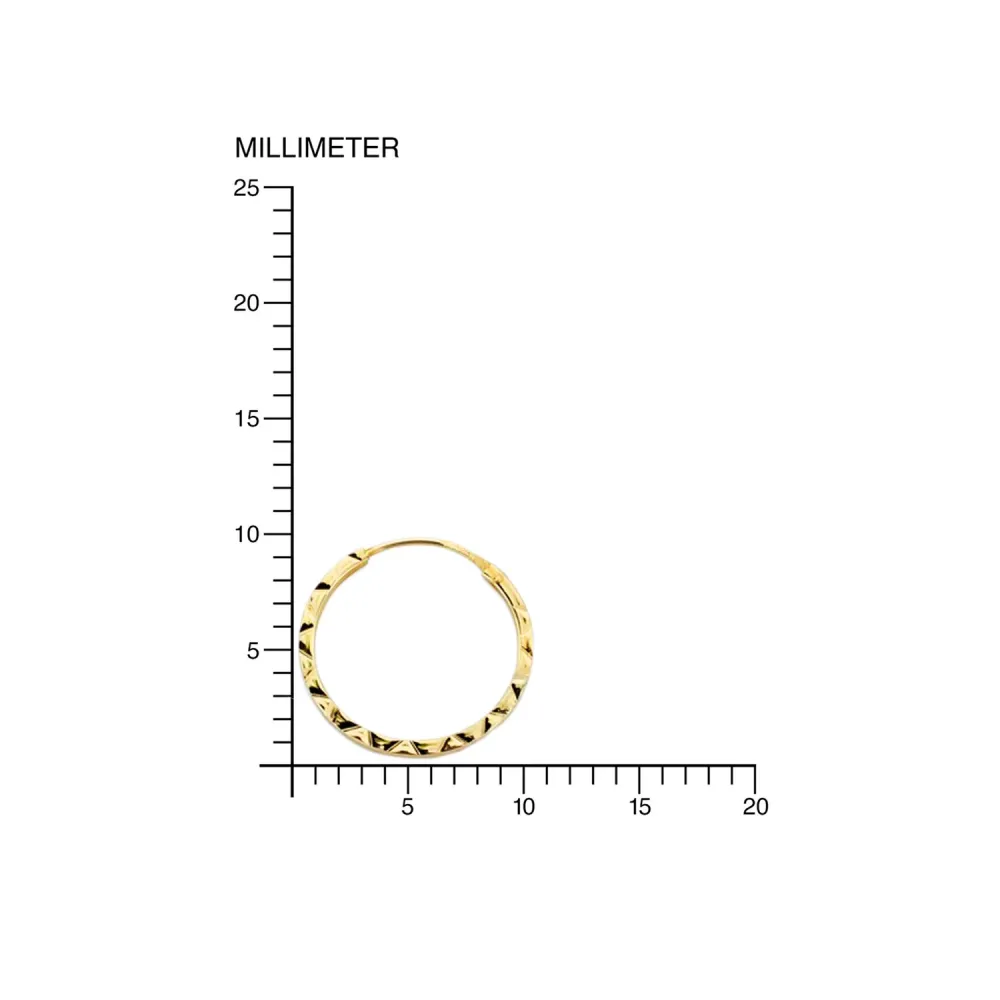 9ct Yellow Gold Square Hoops gesneden Earrings 10x1 mm