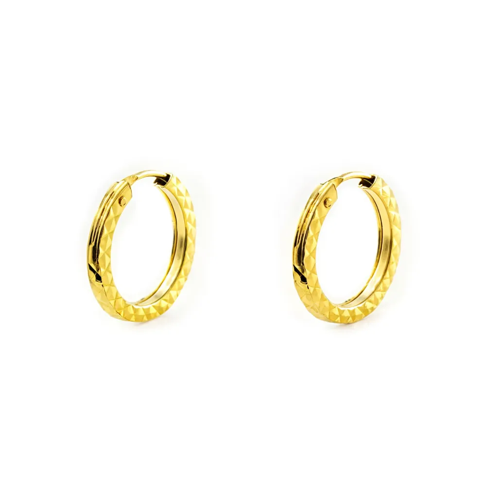 9ct Yellow Gold Square Uitgehouwen Hoop Earrings 12 x 1.5 mm