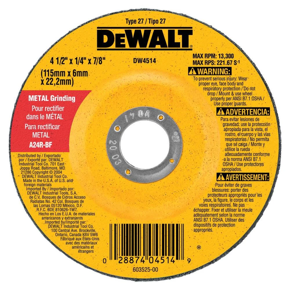 DEWALT 5-Inch 1/4-Inch 5/8-Inch-11 General Purpose Metalen Grinding Wheel