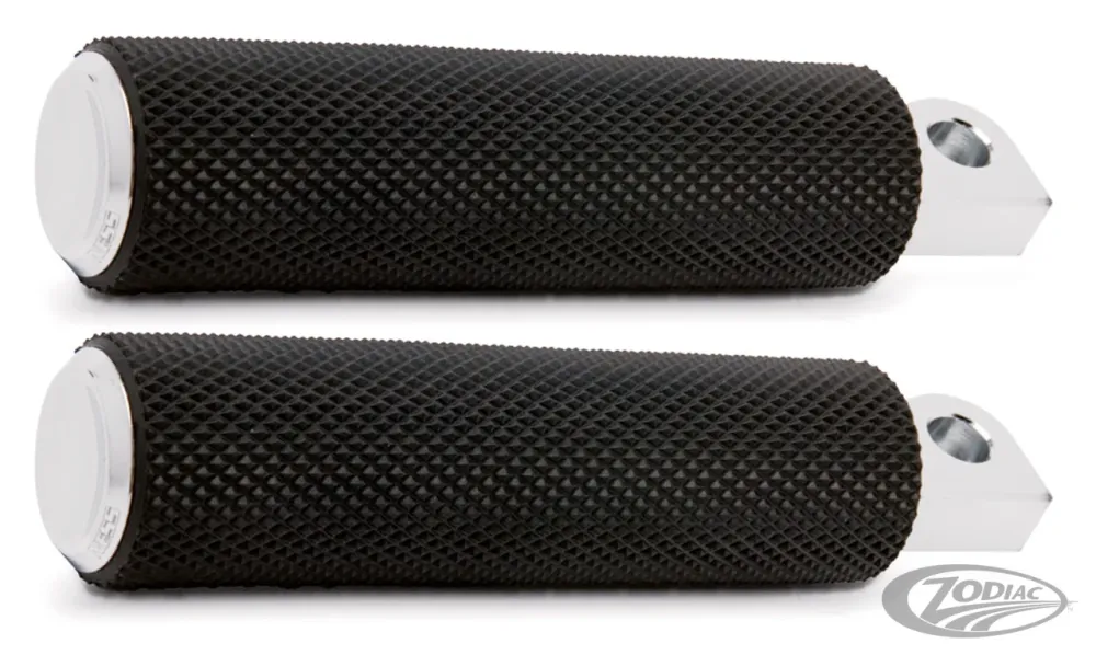 Drie-armige KNURLED RUBBER FOOT PEGS, MESSING Harley-Davidson