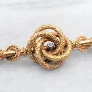Etruscan Revival Sapphire Lover's Knot Brooch Ergonomisch Ontwerp