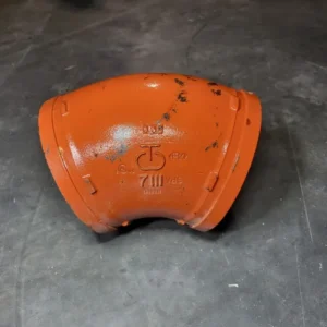 6" Grooved 45° Elbow Fitting, Ptd. Pompoen, 7111