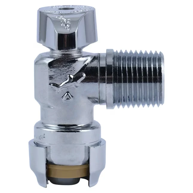 Industrieel Zwaar Belast SharkBite 1/2- Push-to-connect x 1/2- MIP Verchroomd Quarter Turn Stop Angle Valve