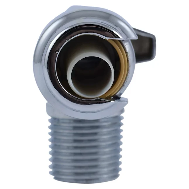 Industrieel Zwaar Belast SharkBite 1/2- Push-to-connect x 1/2- MIP Verchroomd Quarter Turn Stop Angle Valve