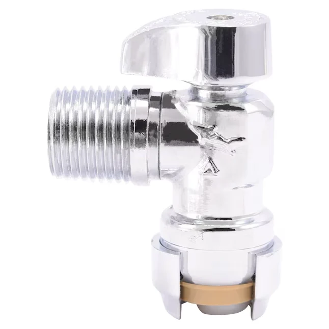 Industrieel Zwaar Belast SharkBite 1/2- Push-to-connect x 1/2- MIP Verchroomd Quarter Turn Stop Angle Valve